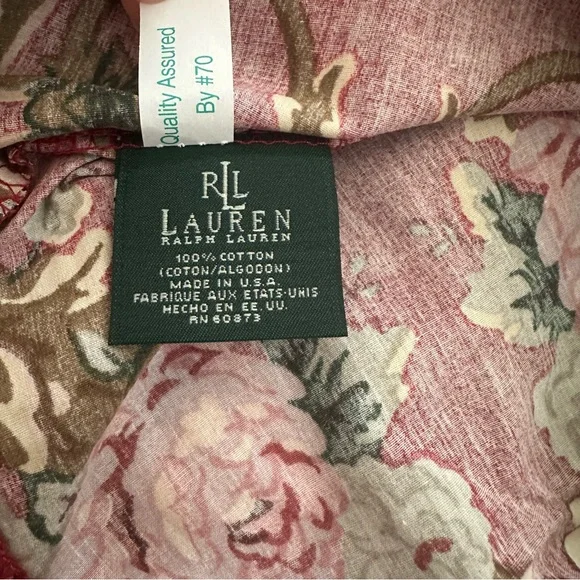 NWOT Ralph Lauren Marseilles Floral Standard Pillowcases Burgundy Roses Pair - Picture 5 of 6